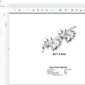 Kverneland Taarup 9071 S EVO Rakes & Tedders Parts Manual - PDF DOWNLOAD