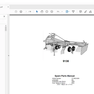 Kverneland Taarup 9138 Rakes & Tedders Parts Manual - PDF DOWNLOAD