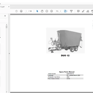 Kverneland Taarup DUO 12 Feeding Parts Manual - PDF DOWNLOAD