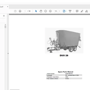 Kverneland Taarup DUO 26 Feeding Parts Manual PDF