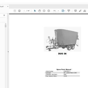 Kverneland Taarup DUO 36 Feeding Parts Manual - PDF DOWNLOAD