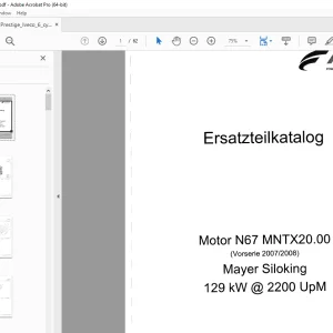Kverneland Taarup Motor N67 MNTX20.00 (Vorserie 2007/2008) Mayer Siloking Ersatzteilkatalog PDF