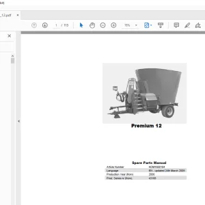 Kverneland Taarup Premium 12 Feeding Parts Manual - PDF DOWNLOAD
