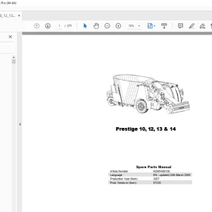 Kverneland Taarup Prestige 10, 12, 13 & 14 Feeding Parts Manual - PDF DOWNLOAD