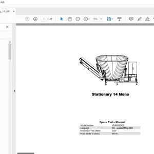 Kverneland Taarup Stationary 14 Mono Feeding Parts Manual PDF