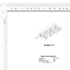 Kverneland Taarup TA 80111 T Rakes & Tedders Parts Manual - PDF DOWNLOAD