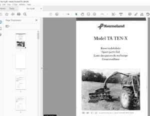 Kverneland Taarup TA TEN-X Forage Harvester Parts Manual PDF