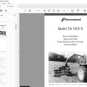 Kverneland Taarup TA TEN-X Forage Harvester Parts Manual PDF