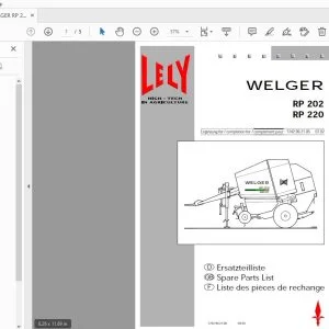 LELY WELGER RP 202 RP 220 PARTS MANUAL - PDF DOWNLOAD