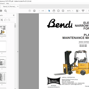 Landoll Bendi SERIES IV ELECTRIC NARROW AISLE FORKLIFT PLANNED MAINTENANCE MANUAL