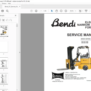 Landoll Bendi Series IV B25-4/42-180D ELECTRIC NARROW AISLE Forklift Service Manual PDF