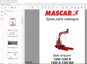 MASCAR 1200-1200 B 1200 A-1200 BA Bale Wrapper Parts Manual PDF