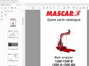 MASCAR 1200-1200 B 1200 A-1200 BA Bale Wrapper Parts Manual PDF