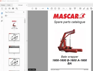 MASCAR 1600-1600 B-1600 A-1600 BA Bale Wrapper Parts Manual PDF