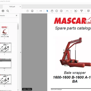 MASCAR 1600-1600 B-1600 A-1600 BA Bale Wrapper Parts Manual PDF