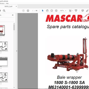 MASCAR 1800 S-1800 SA Bale Wrapper Parts Manual M63140001-63999999 PDF