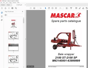 MASCAR 2100 ST-2100 SP Bale Wrapper Parts Manual M63140001-63999999 PDF