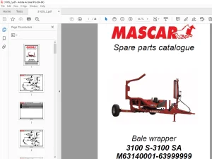 MASCAR 3100 S-3100 SA Bale Wrapper Parts Manual M63140001-63999999 PDF