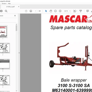 MASCAR 3100 S-3100 SA Bale Wrapper Parts Manual M63140001-63999999 PDF