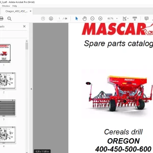 MASCAR Cereals Drill OREGON 400-450-500-600 Parts Manual PDF