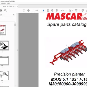 MASCAR MAXI 5.1 "S3" F.18 Precision planter Parts Manual M30150000-30999999 PDF