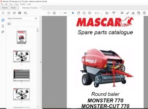 MASCAR MONSTER 770 & MONSTER-CUT 770 Round Baler Parts Manual PDF