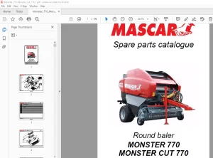 MASCAR MONSTER 770 & MONSTER CUT 770 Round Baler Parts Manual PDF