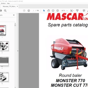 MASCAR MONSTER 770 & MONSTER CUT 770 Round Baler Parts Manual PDF