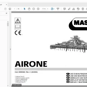 MASCHIO AIRONE USE & MAINTENANCE / PARTS MANUAL 00559366 - PDF DOWNLOAD