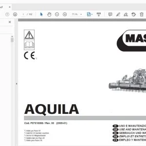 MASCHIO AQUILA USE & MAINTENANCE / PARTS MANUAL F07010086 - PDF