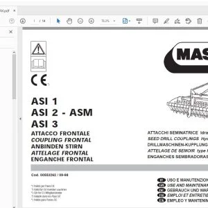 MASCHIO ASI 1 ASI 2 - ASM ASI 3 COUPLING FRONTAL SEED DRILL COUPLINGS Hydraulic & Mechanic type USE & MAINTENANCE PARTS MANUAL - PDF DOWNLOAD