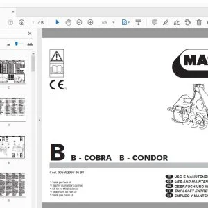 MASCHIO B-COBRA B-CONDOR USE & MAINTENANCE / PARTS MANUAL 00559209 - PDF