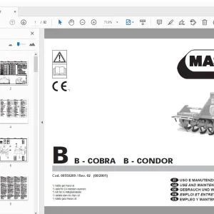 MASCHIO B-COBRA B-CONDOR USE & MAINTENANCE  PARTS MANUAL 00559209 - PDF