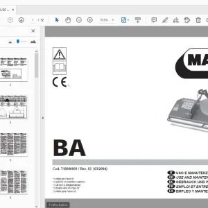 MASCHIO BA USE & MAINTENANCE/PARTS MANUAL T18000001 - PDF DOWNLOAD