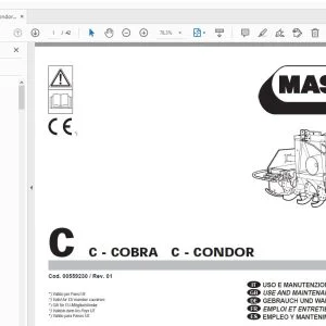 MASCHIO C-COBRA C-CONDOR USE & MAINTENANCE / PARTS MANUAL - PDF DOWNLOAD