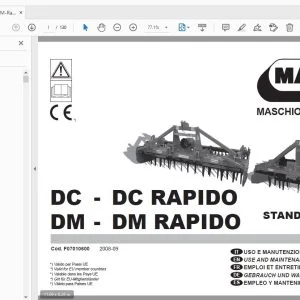 MASCHIO DC - DC RAPIDO DM - DM RAPIDO STANDARD & COMBI USE & MAINTENANCE / PARTS MANUAL - PDF