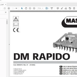 MASCHIO DM RAPIDO USE & MAINTENANCE / PARTS MANUAL 00553076 - PDF