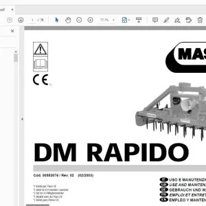 MASCHIO DM RAPIDO USE & MAINTENANCE / PARTS MANUAL - PDF DOWNLOAD