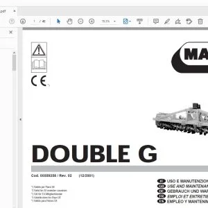 MASCHIO DOUBLE G USE & MAINTENANCE / PARTS MANUAL 00559258 - PDF