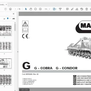 MASCHIO G-COBRA G-CONDOR USE & MAINTENANCE / PARTS MANUAL - PDF