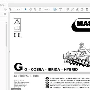 MASCHIO G-COBRA-IBRIDA-HYBRID USE & MAINTENANCE & PARTS MANUAL - PDF