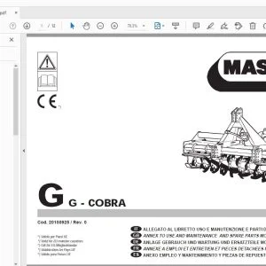 MASCHIO G-COBRA USE & MAINTENANCE & PARTS MANUAL - PDF DOWNLOAD