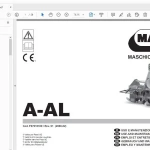 MASCHIO GASPARDO A-AL USE & MAINTENANCE / PARTS MANUAL - PDF