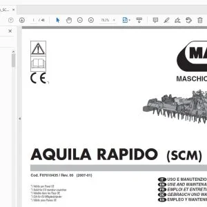 MASCHIO GASPARDO AQUILA RAPIDO (SCM) USE & MAINTENANCE / PARTS MANUAL - PDF