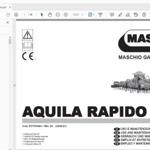 MASCHIO GASPARDO AQUILA RAPIDO USE & MAINTENANCE / PARTS MANUAL F07010403 - PDF
