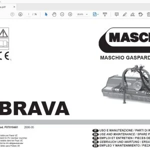 MASCHIO GASPARDO BRAVA USE & MAINTENANCE/SPARE PARTS MANUAL - PDF
