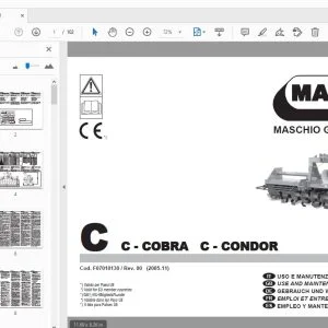 MASCHIO GASPARDO C-COBRA C-CONDOR USE & MAINTENANCE / PARTS MANUAL F07010130 - PDF DOWNLOAD