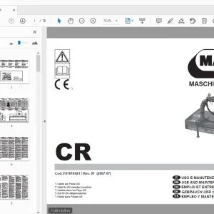 MASCHIO GASPARDO CR USE & MAINTENANCE / PARTS MANUAL - PDF DOWNLOAD
