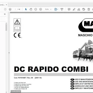 MASCHIO GASPARDO DC RAPIDO COMBI USE & MAINTENANCE / PARTS MANUAL - PDF