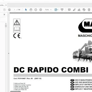 MASCHIO GASPARDO DC RAPIDO COMBI USE & MAINTENANCE / PARTS MANUAL - PDF
